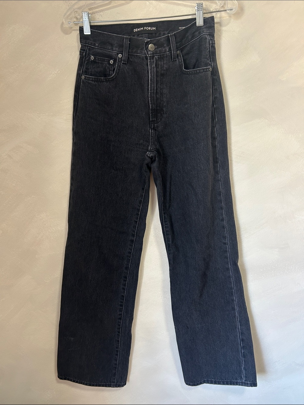 Denim Forum Farrah Hi-Rise High Rise Wide Jean , size 24 black eyeliner charcoal